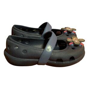 Crocs Shoes Toddler Girls 4 Keeley Springtime Flower Navy Blue Mary Jane Sandals